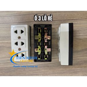 Ổ cắm điện 3 lỗ không màng che/ có màng che chống cháy va đập tốt lò xo chống giãn