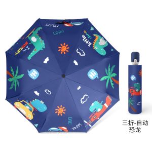Kids Umbrella Lovely Three Folds Umbrellas Cartoon Sunshade Sunscreen Rain and Rain Dual-use Vinyl Folding Sunscreen