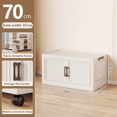 70/80CM Width Large Folding Storage Cabinet Wardrobe Household Almari Baju Plastik Cabinet Storage Box with Wheels