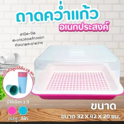 ชุดถาดคว่ำแก้ว ที่คว่ำแก้ว คว่ำจาน คว่ำขวดนม มีตะแกรงรองน้ำ No.501 (คละสี) ถาดคว่ำแก้ว พลาสติก เกรด A