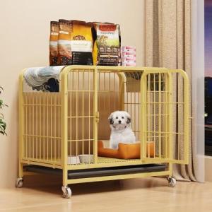 Large Dog Cage Square Tube Metal Dog Cage Large Space Portable Mobile Dog Cage with 4 Wheels