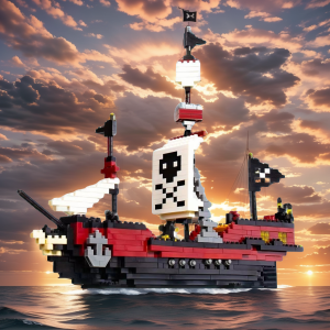 mainan anak laki laki mainan blok bangunan anak-anak kapal bajak laut