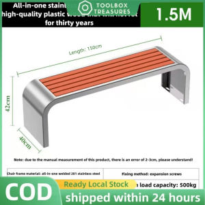 Stainless Steel Outdoor Bench Park Chair Anti Corrosion Wood Garden Bench Heavy Duty Weatherproof Rust Proof Yard Balcony Porch Luar Rumah Leisure Long Chair