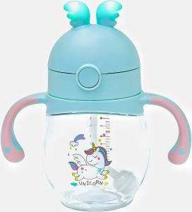 Tritan BPA Free 260ml Baby Bottles Sippy Cup with Flashing Light Kids Water Bottle Toddler Cups Weighted Straw