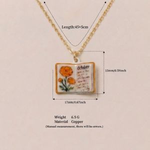 YOUSHI TOP Gốm sứ cổ Dây chuyền hình cuốn sách Phong cách cổ điển Thiết Kế Đồng Dây chuyền dây Hoa Sao Vẽ bằng tay Dây chuyền sứ cổ Quà sinh nhật