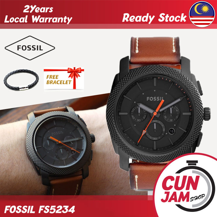 READY STOCK] FOSSIL Machine Chronograph Leather Men Watch Jam