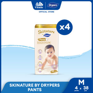 Skinature Pants by Drypers Baby Diapers M38/ L32/ XL26/ XXL22 (4 Packs) - Soft Breathable Baby Diaper (Pants)