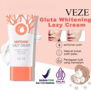 Whitening Gluta Lazy Cream by Veze Krim Pelembab BPOM Perawatan Wajah Glowing Siang Malam