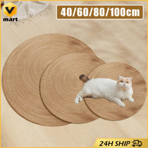 1PC Round Kitten Scratching Mat Wear-Resistant Hand Woven Cat Scratch Board Natural Cattail Cat Grinding Claw Toy Resting round buri carpet/ round carpet/ buri mat/ buli banig/ beach mat / flatlay