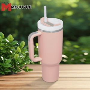 MOJOYCE 40oz Straw Insulated Tumbler with Handle Sports Water Bottle Stainless Steel Travel Vacuum Flask for Cold Hot Beverages