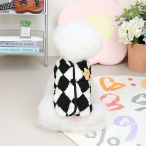 DY Loving Ins Style Fashionable Dog Coat Diamond Lattice Vest Puppy Cashmere Fleece Cat Cardigan