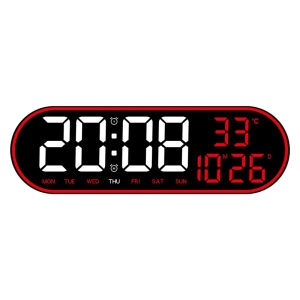 15 Inch Large Wall Clock Remote Control Digital Alarm Clock Electronic Dual Alarms Temp Date Time Week Display 12/24H LED Clock