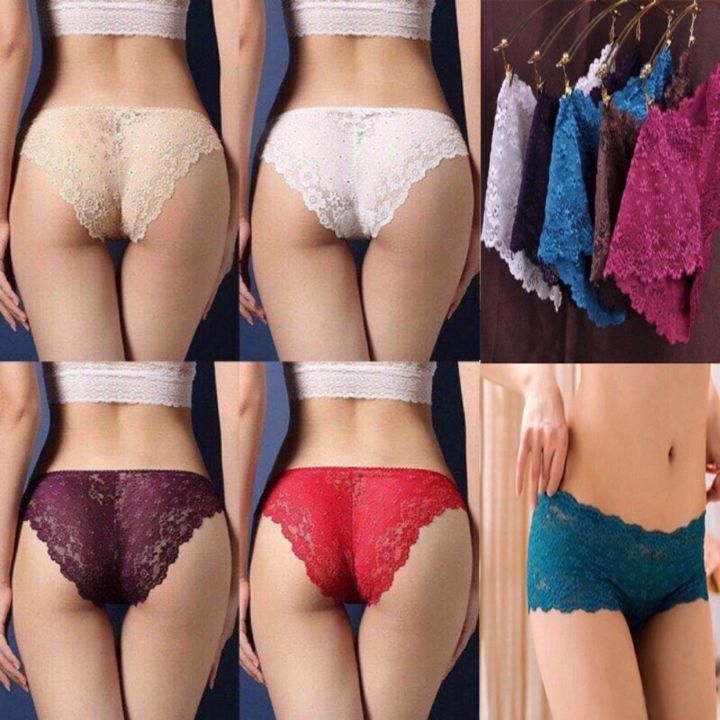 6pcs Sexy Lingerie Panties Lace See-Through Underwear Women's Panty