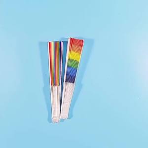 Sacesr Decorative Rainbow Folding Fan Chinese Lightweight Colorful Hand Folding Fan Party Decoration 4Y1Z7