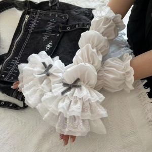 MAYIT Cung Găng tay không ngón tay ren Dễ thương Lolita JK Phụ kiện trang phục cosplay JK Y2K Ren trắng Bọc tay áo cho phụ nữ