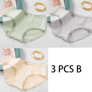 (3 Pcs) Woman Cotton Seamless Underwear Sweet Solid Color Panties Soft Briefs Women Intimate M-XL Fashion Underpants For Ladies And Girls