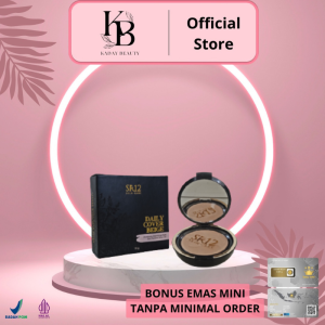 Daily cover beige Sr12 Bedak padat Menutupi bekas jerawat Melindungi kulit dari paparan sinar UV Tahan lama Berspf 14 / bedak tahan air dan keringat bedak glowing tahan lama