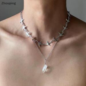 【ZP】Cute สร้อยคอสแตนเลสกลวงรูปหัวใจสำหรับผู้ชายผู้หญิงสร้อยคอคอโลหะแนวพังค์สุดหรูเครื่องประดับฮิปฮอป