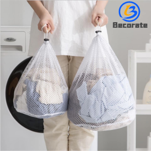 BECORATE 1pc Large Laundry Mesh Bag Washing Net Laundry Mesh With Lockable Drawstring For Big Clothes College Dorm Apartment Household Clothing Car