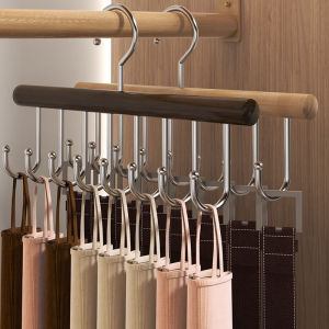 8 Hooks Wooden Camisole Hanger Rotatable Space Saving Hat Storage Racks Multifunctional Clothes Organizer For Underwear Belt Tie