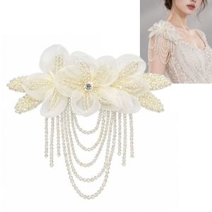 CHUAN Được may thủ công. Hoa vải Làm thủ công Trang trí móng tay bằng hạt cườm Vật liệu may vá  có tua rua Hoa trang trí đeo trên vai. Phụ kiện trang trí quần áo