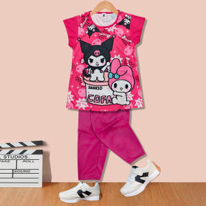Kids Terno For tshirt+pants Girls Set Babae Cartoon Clothing Child Tops UGA036