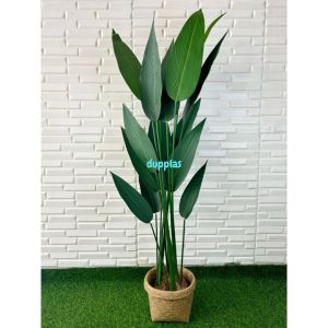 Pohon Artificial Tanaman Hias Heliconia Pisangan T150 Latex Cover Pot Anyaman Purun Dekorasi Kantor Aesthetic