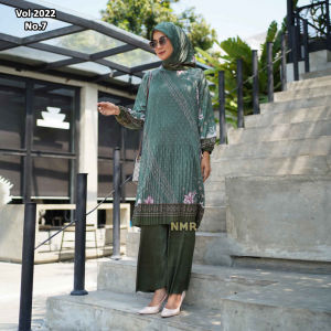 NMR Setelan Celana Kulot Tunik Katun Paris Plisket Vol 2022-7 ( Inc Hijab)