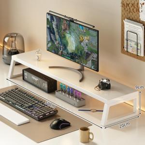SG STOCK Desktop Monitor Riser with Storage Natural Wood Monitor Riser Wooden Desk Shelf for Keyboard & Accessories