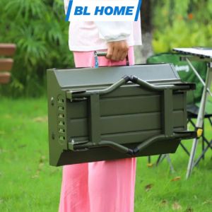 Bếp nướng than hoa cao cấp dành cho dã ngoại và tiệc nướng tại nhà màu xanh