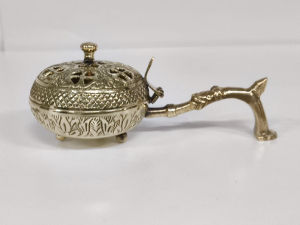 Brass Dhoop Dani with Handle for Pooja & Loban Burning | Traditional Incense Burner for Home Temple Aarti & Rituals | 7 Inch | 260g | Pack of 1
