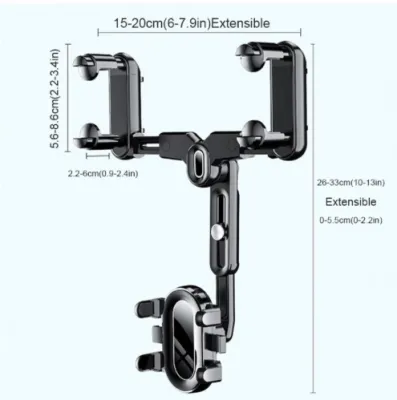พร้อมส่ง2025 ที่วางโทรศัพท์ในรถยนต์ ขายึดกระจกมองหลัง 360° คลิปสมาร์ทโฟน แบบหมุนได้ พับเก็บได้ และปรับได้ สําหรับขาตั้งนําทาง GPS