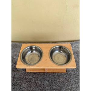 Tempat Makan kucing/Anjing kayu Miring Anti Muntah