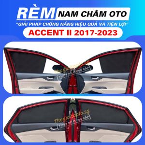 [Accent 2018-2023] Rèm che nắngchống tia UV bộ 4 cánh khung thép có nam châm hít cữa tự động tiện lợi dành cho oto