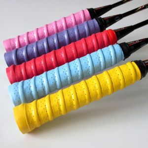 SJJL Anti Slip Badminton Racket Grip Tape Sweat Absorbent PU Replacement Overgrip Perforated Badminton Overgrip Badminton Accessories