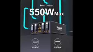 550W 7-in-1 Charging Station with 100W Retractable USB C Cable GaN Fast Charger for  Pro  17 Samsung Laptop