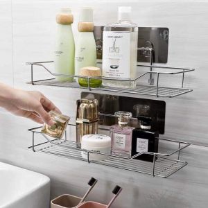 Kệ Nhà Tắm Kệ Nhà Bếp Kệ INOX Để Đồ Nhà Tắm Nhà Bếp Dán Tường Chắn Chắn