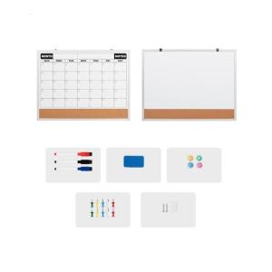 Wall Mountable Double Face Cork Bulletin Board Magnetic Whiteboard Monthly Calendar Display Modern Aluminum Edging