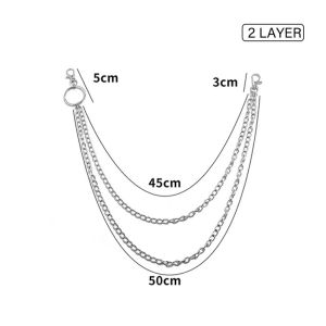 2 Layers Punk Pants Chains Hip Hop Belt Waist Stainless Steel Chain Classic Simple Metal Layer KeyChain for Men Jewelry Gift