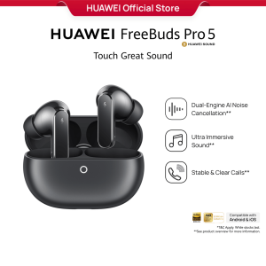HUAWEI FreeBuds Pro 5 Wireless Earbuds Dual-Engine AI Noise Cancellation l Ultra Immersive Sound l Stable & Clear Calls l IP57 Waterproof for Sports l 38H Long Battery Life