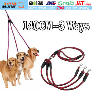 Tali Tuntun 3 Arah Bahan Nilon Woven Warna Hitam/Merah Untuk Anjing Kecil/Medium