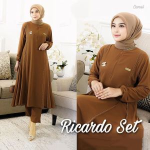 Ricardo Set Bahan Ceruty Baby Doll Full Puring Aplikasi Mutiara Depan Belakang Setelan Wanita Dewasa Model Terbaru 2022 Kekinian Celana & Baju Simple Jumbo Model Import One Set Kekinian Murah Bisa COD