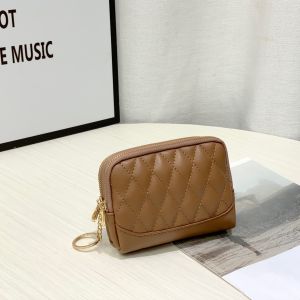 HANKE Quilted Pattern Leather Double Zipper Compartment Coin Purse Wallet