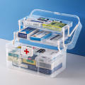 COD + Ready Stock】 First Aid Kit Box Transparent Plastic Family First Aid Box Medicine Storage Box High-capacity Medicine Storage. 