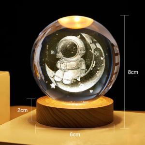 GEEK 3D Carved Crystal Ball Nightlight with USB Charging and Colorful Light Modes for Home Decoration and Gift