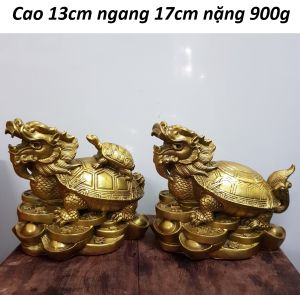 Tượng Long quy phong thuỷ chất liệu bằng đồng vàng MS405