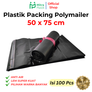 Plastik Polymailer 50x75 cm isi 100 pcs Packing Online Shop Lem Seal Amplop Hitam 50 x 75