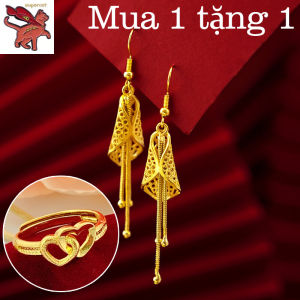 tinh khiết 18k vàng mùa hè ve sầu xỏ bông tai lá rỗng bông tai móc tai vàng