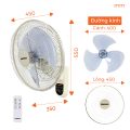 Quạt treo có remote Nanoco model NWF1612RC (3 cấp độ gió, công suất 47W). 