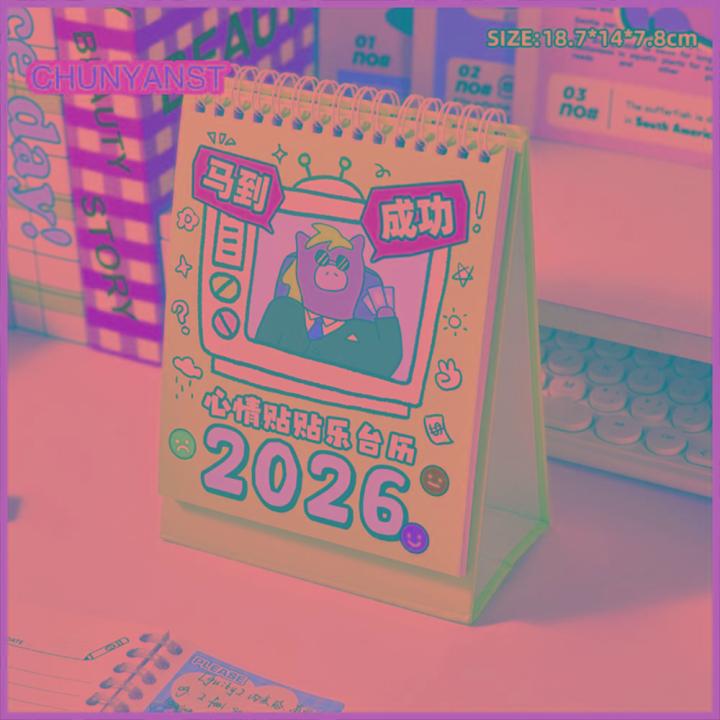 NIUMLK 2026 Lịch để bàn mini Ngựa hoạt hình Công cụ lập kế hoạch cuộn ...